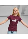 T-shirt rosso bordeaux da bambina con logo bianco sul petto Puma Essentials Youth