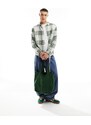 Lee - Riveted - Camicia comoda in twill a quadri grandi verde oliva ed écru