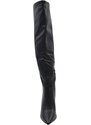 Malu Shoes Stivali alti donna al ginocchio in pelle nero a punta tacco largo12 cm zip lunga aderente moda linea Basic