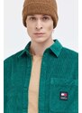 Tommy Jeans camicia in velluto a coste colore verde
