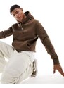 Polo Ralph Lauren - Felpa con cappuccio e logo centrale in maglia doppia marrone mélange