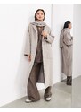 ASOS EDITION - Cappotto lungo con sciarpa e tasche in misto lana tortora-Neutro