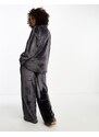 Loungeable - Completo oversize comodo da casa con maglione e pantaloni grigio antracite