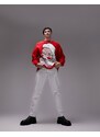 Topman - Maglione rosso natalizio con stampa di Babbo Natale