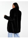 Pull&Bear - Cappotto nero in pelliccia sintetica