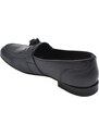 Malu Shoes Scarpe uomo mocassino nero in vera pelle abrasivata con nappine fondo cuoio con antiscivolo forma allungata