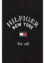 Tommy Hilfiger top a maniche lunghe in cotone colore nero