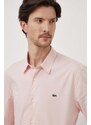 Lacoste camicia in cotone uomo colore rosa