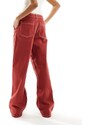 Bolongaro Trevor - Jeans rosso ruggine a fondo ampio con cuciture a contrasto in coordinato