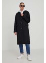 Tommy Jeans cappotto con aggiunta di lana colore nero