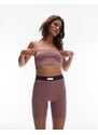 Topshop - Completo con top a fascia e pantaloncini leggings rosa