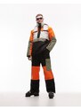 Topman - Sno - Pantaloni da sci e snowboard color block arancioni e neri-Arancione