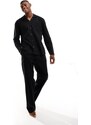 ASOS DESIGN - Pigiama nero in flanella con camicia a maniche lunghe e pantaloni