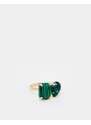 ASOS DESIGN - Anello dorato con malachite e cristallo verde smeraldo