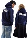 Obey - Felpa con cappuccio unisex blu navy con logo appariscente