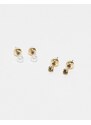 Topshop - Dublin - Confezione da 4 paia di orecchini a cerchio color oro con perline
