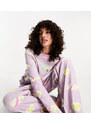 ASOS DESIGN Tall - Daydream - Completo pigiama con top a maniche lunghe e pantaloni lilla-Viola