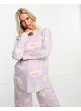 ASOS DESIGN Maternity - Daydream - Completo pigiama con top a maniche lunghe e pantaloni lilla-Viola