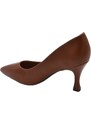 Malu Shoes Decollete' scarpa donna a punta pelle cuoio opaca con tacco cono 7 cm comoda elegante stabile