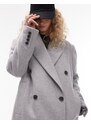 Topshop - Cappotto di lana grigio con spalle appariscenti