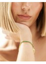 Orelia - Bracciale placcato in oro con cristalli verde smeraldo stile tennis