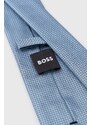 BOSS cravatta in seta colore blu