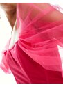 Lace & Beads - Vestito con gonna al polpaccio in tulle rosa con corsetto e volant