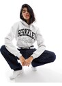 Pull&Bear - Felpa con cappuccio corta grigio chiaro con scritta "Berkeley"