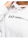 EA7 - Felpa con cappuccio oversize bianca con logo-Bianco
