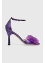 Custommade sandali in pelle Ashley Metallic Tulle colore violetto 000304046