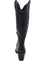 Stivali donna western vero camperos corina nero altezza ginocchio tacco texano 10cm dettagli laser zip