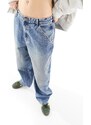 Pull&Bear - Jeans ampi oversize blu a vita bassa