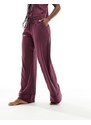 Abercrombie & Fitch - Pantaloni del pigiama viola in raso a righe in coordinato