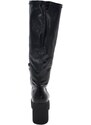 Malu Shoes Stivali donna pelle lucida nero al ginocchio con fondo gomma comodo zeppa tacco grosso 7 cm elastico combat