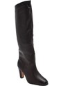 Malu Shoes Stivali donna alti marrone basic a tacco largo comodo 10 cm punta tonda sopra al ginocchio moda