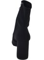Malu Shoes Stivaletti tronchetti donna a punta licra effetto calza nero con tacco largo alto zip aderenti sexy