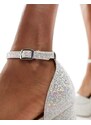 New Look - Scarpe con tacco color argento glitterato con plateau