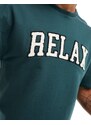 ASOS DESIGN - Pigiama verde con scritta "Relax" e dettaglio testurizzato