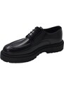 Malu Shoes Stringata uomo con cucitura a vista in vera pelle abrasivata nera fondo gomma alta ultraleggera zigrinata made in Italy