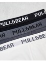 Pull&Bear - Confezione da 3 paia di boxer aderenti con fascia in vita a contrasto bianchi, grigi e neri-Multicolore