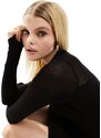 New Look - Vestito corto nero in maglia con parte superiore a rete