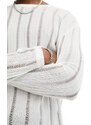 Pull&Bear - Maglietta a maniche lunghe in maglia traforata bianca-Bianco