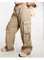 ASOS Curve ASOS DESIGN Curve - Ultimate - Jeans cargo kaki slavato-Nessun colore