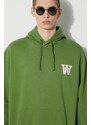 Wood Wood felpa in cotone Cass AA Moss Embroidery Hoodie uomo colore verde con cappuccio con applicazione 10285606.2424