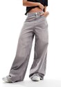 Pull&Bear - Jeans oversize ampi a vita bassa grigi-Grigio