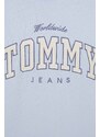 Tommy Jeans felpa in cotone donna colore blu con applicazione