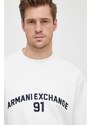 Armani Exchange felpa in cotone uomo colore bianco con applicazione
