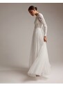 ASOS DESIGN - Elizabeth - Vestito da sposa a maniche lunghe con corpino con perline-Bianco