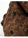 Urbancode - Cappotto teddy oversize in pile borg color tortora-Grigio