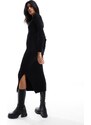 Pimkie - Vestito lungo in maglia a coste nero con scollo a V